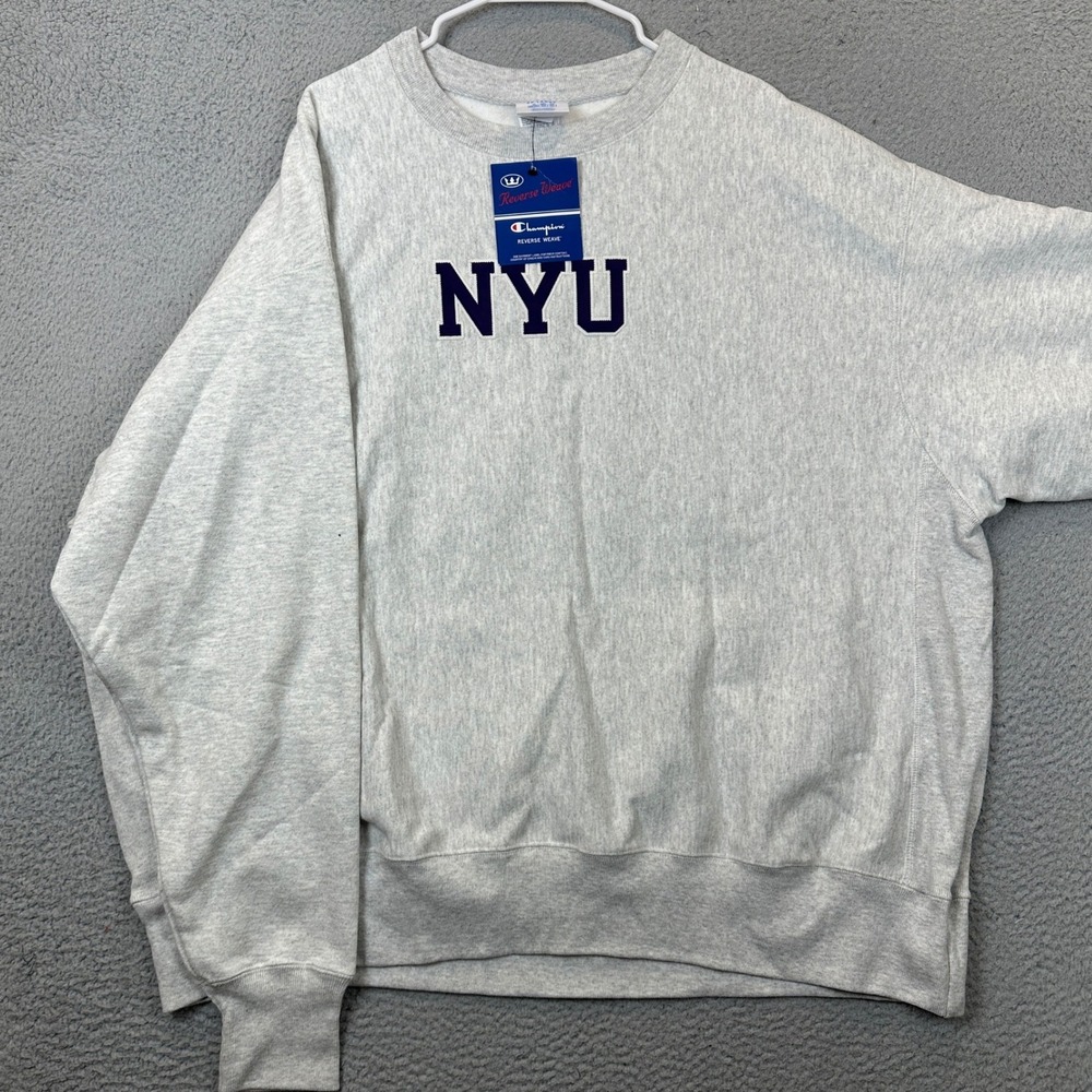 NEW NYU Champion Sweatshirt Mens 3XL Reverse Weave Grey NCAA Crewneck Pullover